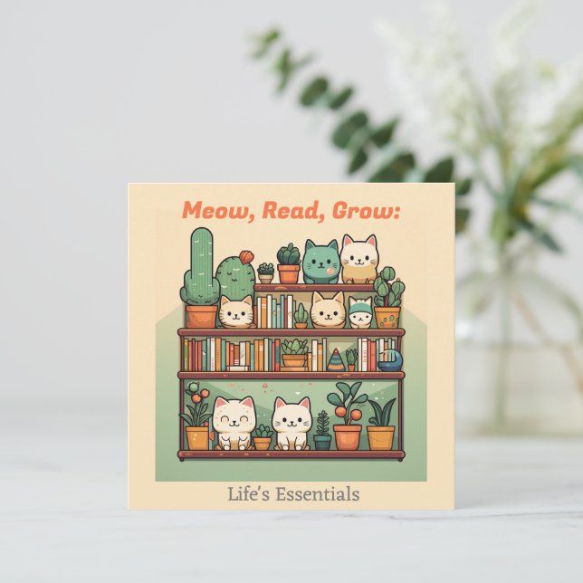 Cartes Pour Fêtes Annuelles Amoureux de les chats & Réserver Amateurs & Plante (Debout devant)