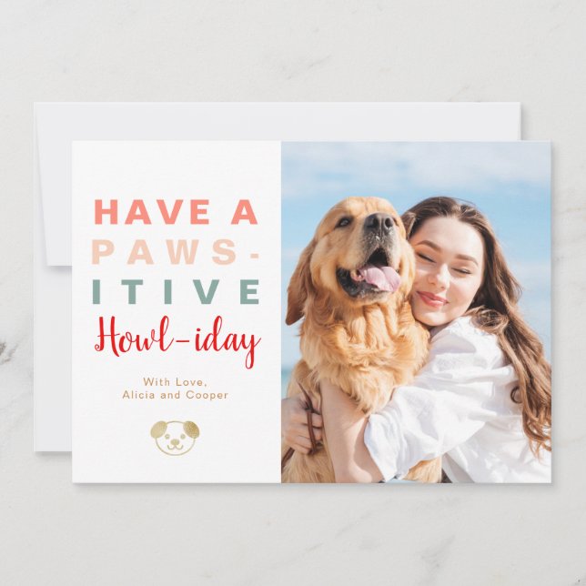 Cartes Pour Fêtes Annuelles Amoureux de les chiens Photo Pawsitive Howliday No (Devant)