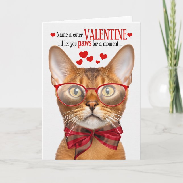 Cartes Pour Fêtes Annuelles Amoureux des chats abyssinais Feline Humour Saint- (Devant)