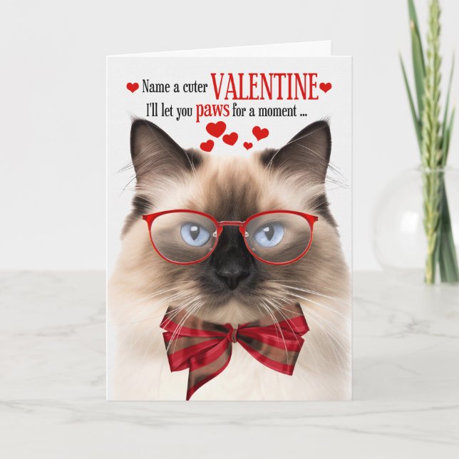 Cartes Pour Fêtes Annuelles Amoureux des chats Birman Feline Humour Saint Vale (Devant)