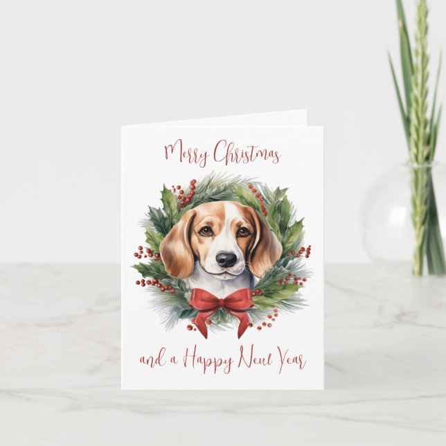 Cartes Pour Fêtes Annuelles Amoureux des chiens beagle Personnalisé Joyeux Noë (Devant)