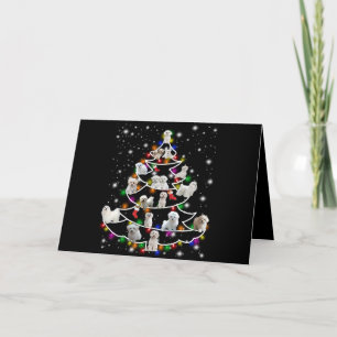 Cartes Pour Fêtes Annuelles Amoureux des chiens   Maltais Noël Arbre Lumière F