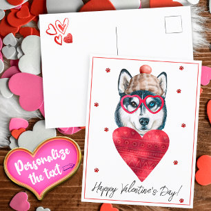 Cartes Pour Fêtes Annuelles Amoureux des chiens Valentine Cadeau Siberian Husk