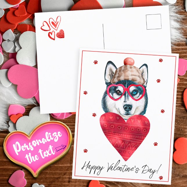 Cartes Pour Fêtes Annuelles Amoureux des chiens Valentine Cadeau Siberian Husk (Créateur téléchargé)