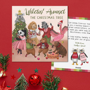 Cartes Pour Fêtes Annuelles Amusant à faire les fous autour de l'arbre de Noël