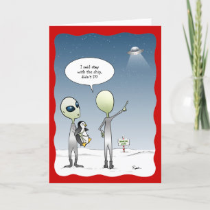 Cartes Pour Fêtes Annuelles Amusant Alien Noël UFO Père Noël Rudolph