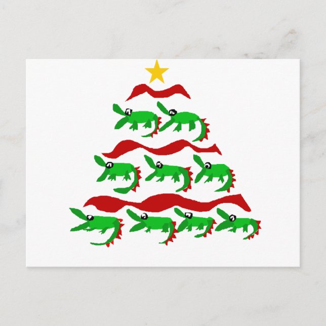 Cartes Pour Fêtes Annuelles Amusant Alligator unique Arbre de Noël (Devant)