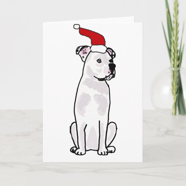 Cartes Pour Fêtes Annuelles Amusant blanc américain Bulldog Design de Noël (Devant)