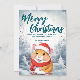 Cartes Pour Fêtes Annuelles Amusant Hamster Merry Xmas arbre neige Fête