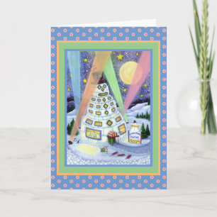 Cartes Pour Fêtes Annuelles AMUSANT HÔTEL SNOWMAN, LUMIÈRE DU NORD PENGUIN Bla