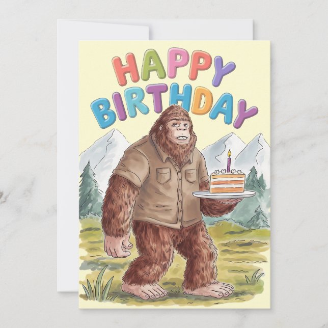 Cartes Pour Fêtes Annuelles Amusant Joyeux Anniversaire BigFoot Sasquatch (Devant)