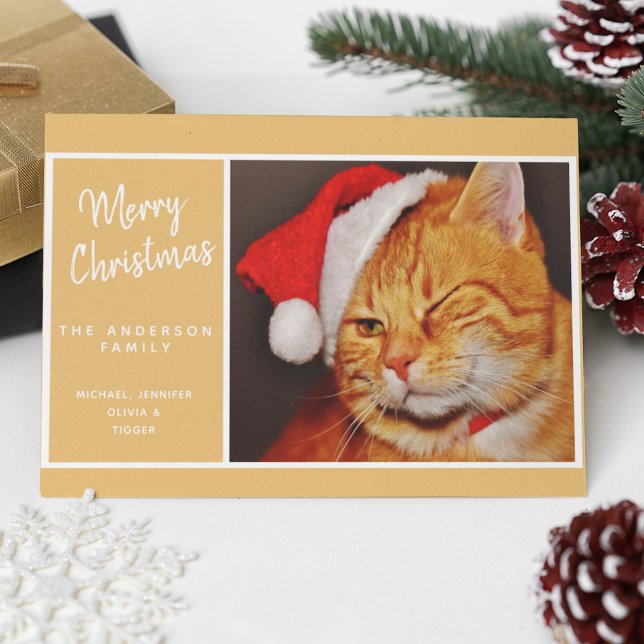 Cartes Pour Fêtes Annuelles Amusant Joyeux Noël Orange Chat avec chapeau de No (Créateur téléchargé)