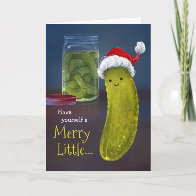 Cartes Pour Fêtes Annuelles Amusant Joyeux Noël Petit Père Noël Pickle (Devant)