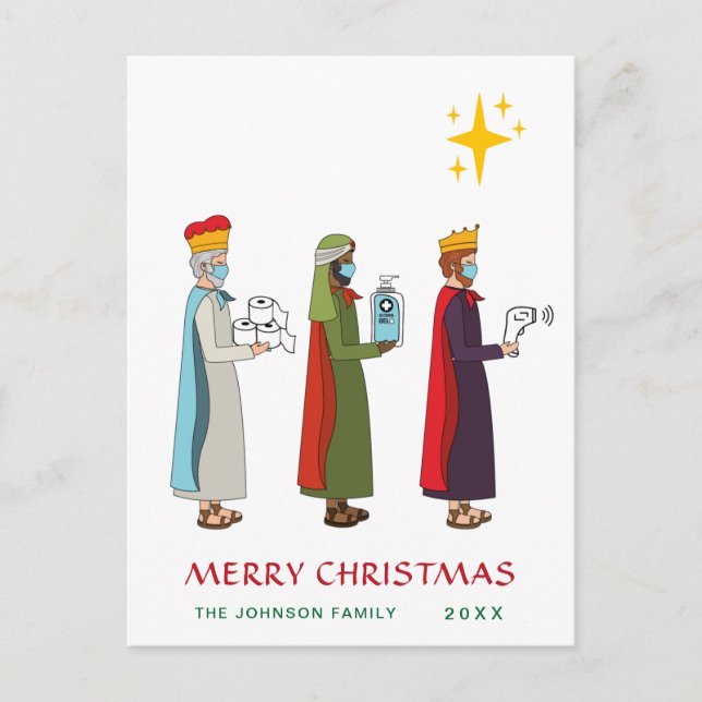 Cartes Pour Fêtes Annuelles Amusant Joyeux Noël Trois Rois Salutation (Devant)
