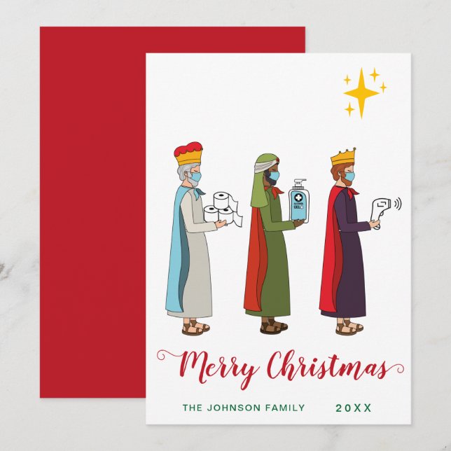Cartes Pour Fêtes Annuelles Amusant Joyeux Noël Trois Rois Salutation (Devant / Derrière)