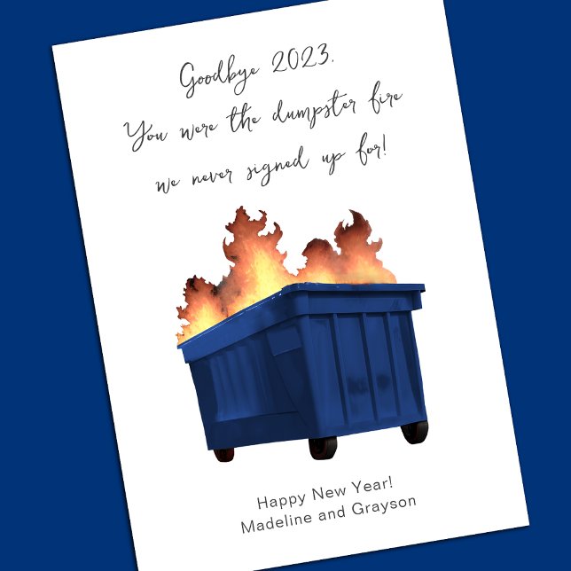Cartes Pour Fêtes Annuelles Amusant Joyeux Nouvel An Feu de Dumpster (Créateur téléchargé)