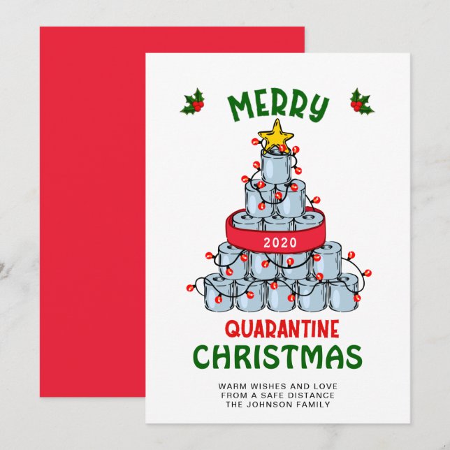 Cartes Pour Fêtes Annuelles Amusant Joyeux Quarantine Noël Salutation (Devant / Derrière)
