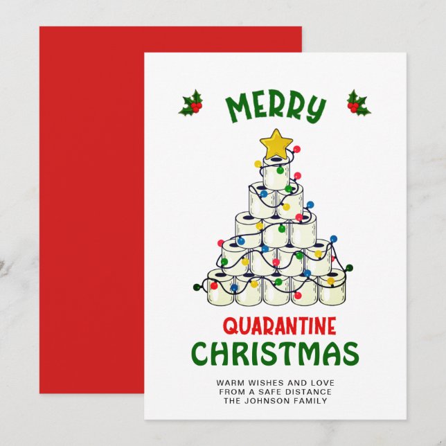 Cartes Pour Fêtes Annuelles Amusant Joyeux Quarantine Noël Salutation (Devant / Derrière)