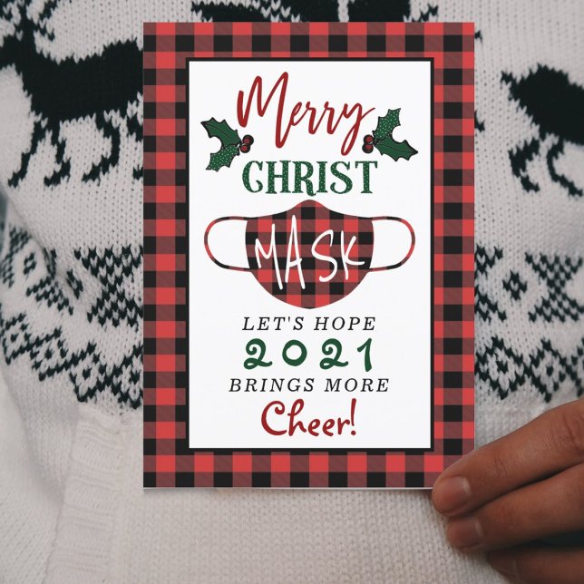 Cartes Pour Fêtes Annuelles Amusant "Merry Christ Masque" moderne (Créateur téléchargé)