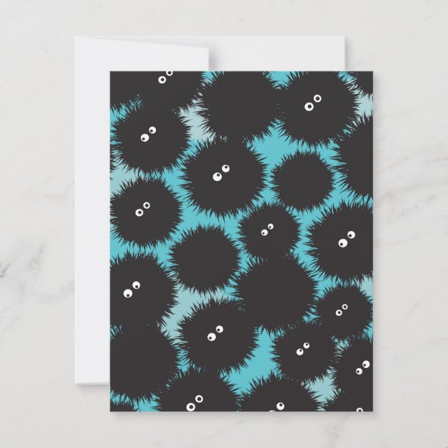 Cartes Pour Fêtes Annuelles Amusant monstres noirs moelleux (Devant)