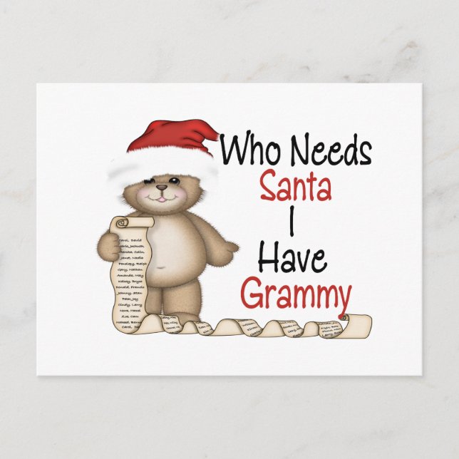 Cartes Pour Fêtes Annuelles Amusant qui a besoin de Père Noël Grammy (Devant)