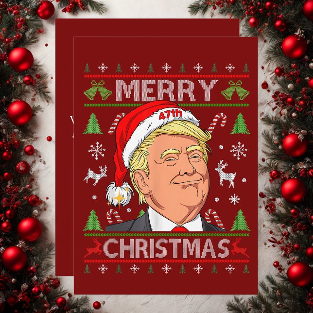 Cartes Pour Fêtes Annuelles Amusant Trump Joyeux Noël Moins moche Noël Sweater (Créateur téléchargé)