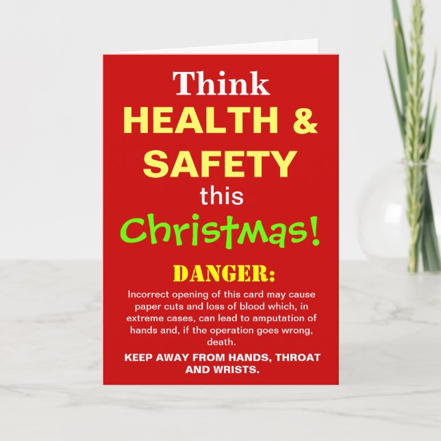 Cartes Pour Fêtes Annuelles Amusante santé et sécurité Noël Plaisanterie Spoof (Devant)