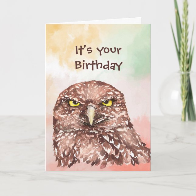 Cartes Pour Fêtes Annuelles Amusants Anniversaire tardif Désolé Hibouc Oiseau  (Devant)