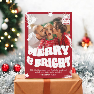 Cartes Pour Fêtes Annuelles Amusants branchés Merry & Bright Red Christmas pho