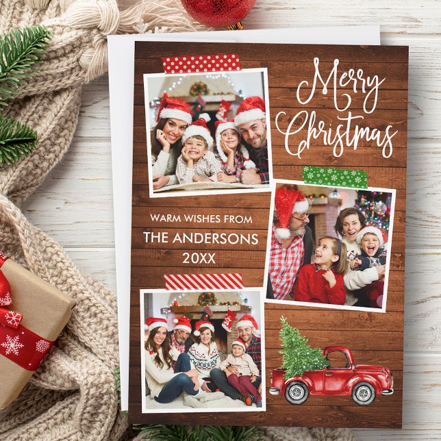 Cartes Pour Fêtes Annuelles Amusants Calliage artisanat Bande Camion Noël Bois (Customize to add text to back of card.)