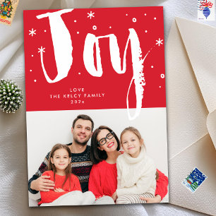 Cartes Pour Fêtes Annuelles Amusants Moderne Joie Brosse Blanc Rouge Noël Phot