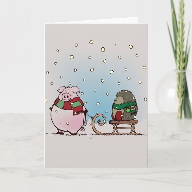 Cartes Pour Fêtes Annuelles Amusement hivernal (Devant)