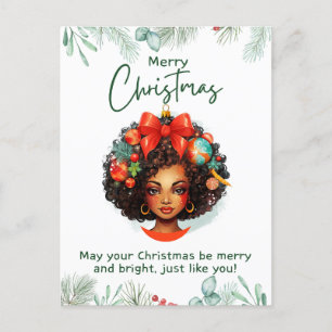 Cartes Pour Fêtes Annuelles Amusez-vous un joyeux melanin Noël noir fille magi