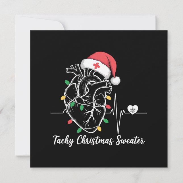Cartes Pour Fêtes Annuelles Anatomie cardiaque Noël infirmière Cardiac Tachy N (Devant)