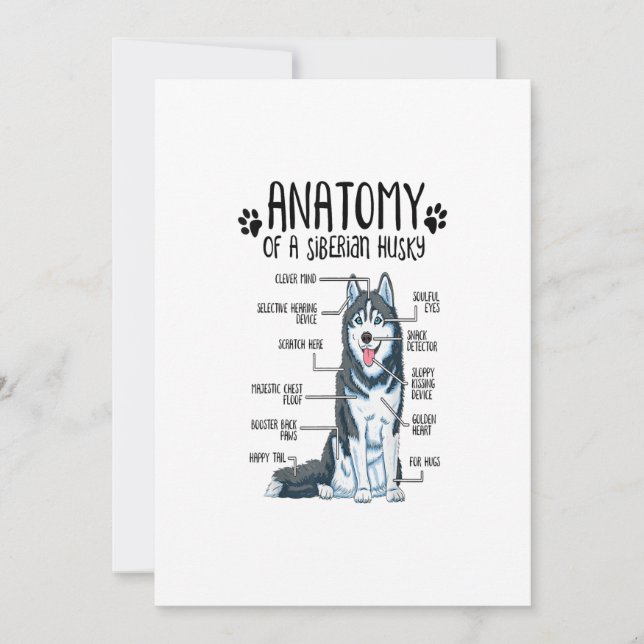 Cartes Pour Fêtes Annuelles Anatomie drôle Sibérie Husky Amoureux des chiens c (Devant)