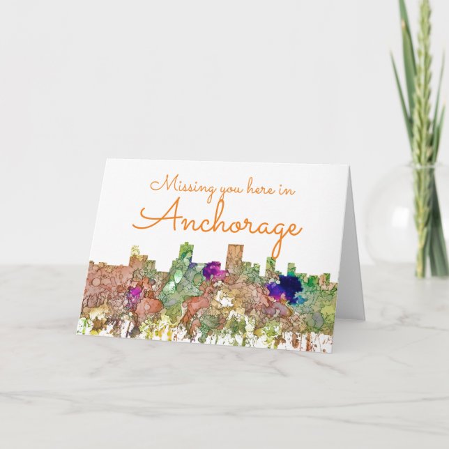 Cartes Pour Fêtes Annuelles Anchorage, Alaska Skyline SG-Faded Glory (Devant)