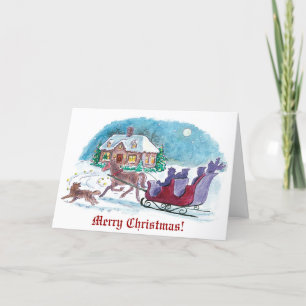 Cartes Pour Fêtes Annuelles Ancien Cheval et Noël de l'aube