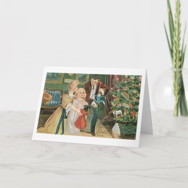 Cartes Pour Fêtes Annuelles Ancien Noël, Famille (Devant)