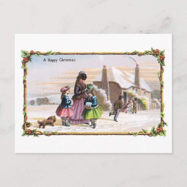 Cartes Pour Fêtes Annuelles Ancien Noël, Famille (Devant)