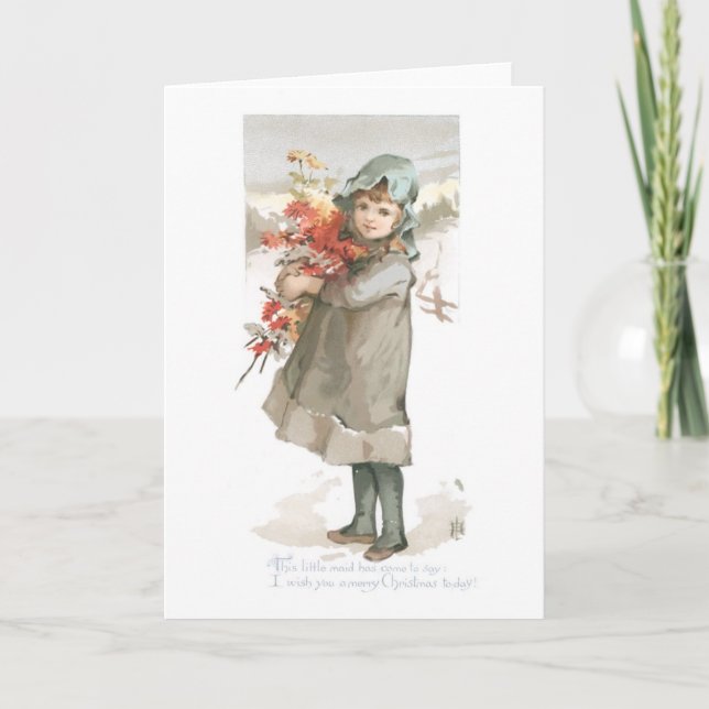Cartes Pour Fêtes Annuelles Ancien Noël, Fille (Devant)