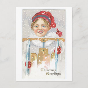 Cartes Pour Fêtes Annuelles Ancien Noël, Fille