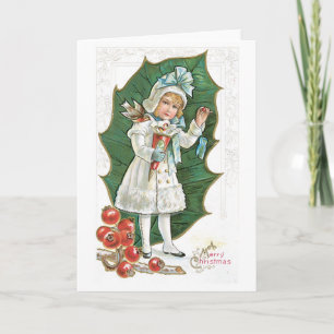 Cartes Pour Fêtes Annuelles Ancien Noël, Fille