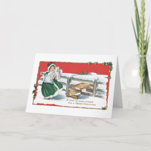 Cartes Pour Fêtes Annuelles Ancien Noël, Fille (Devant)