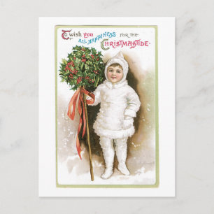 Cartes Pour Fêtes Annuelles Ancien Noël, Fille