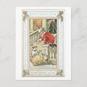 Cartes Pour Fêtes Annuelles Ancien Noël, Père Noël & Chien