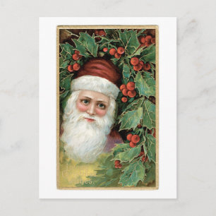 Cartes Pour Fêtes Annuelles Ancien Noël, Père Noël, Holly