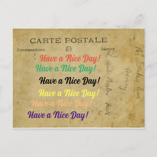 Cartes Pour Fêtes Annuelles Ancien Postacard Unique Passez une bonne journée (Devant)