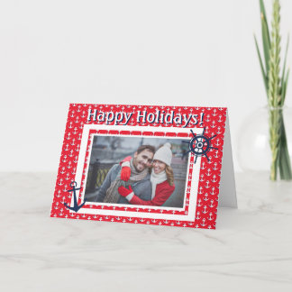 Cartes Pour Fêtes Annuelles Ancre nautique et roue de navire Photo et texte pe