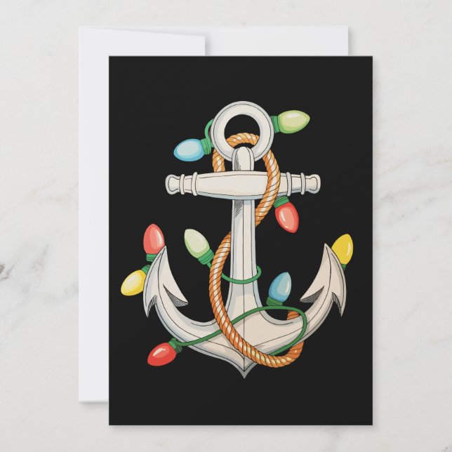Cartes Pour Fêtes Annuelles Ancre Noël Lumières Noël Bateau de croisière (Devant)