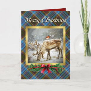 Cartes Pour Fêtes Annuelles Anderson Stag & Robin Tartan Personnalisé